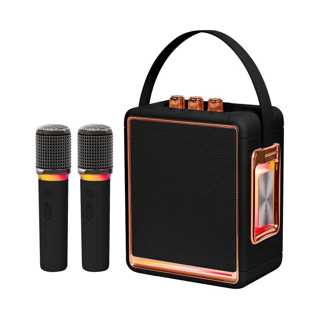 High Volume Retro Bluetooth KTV Microphone Speaker with Subwoofer for Home & Outdoor Use