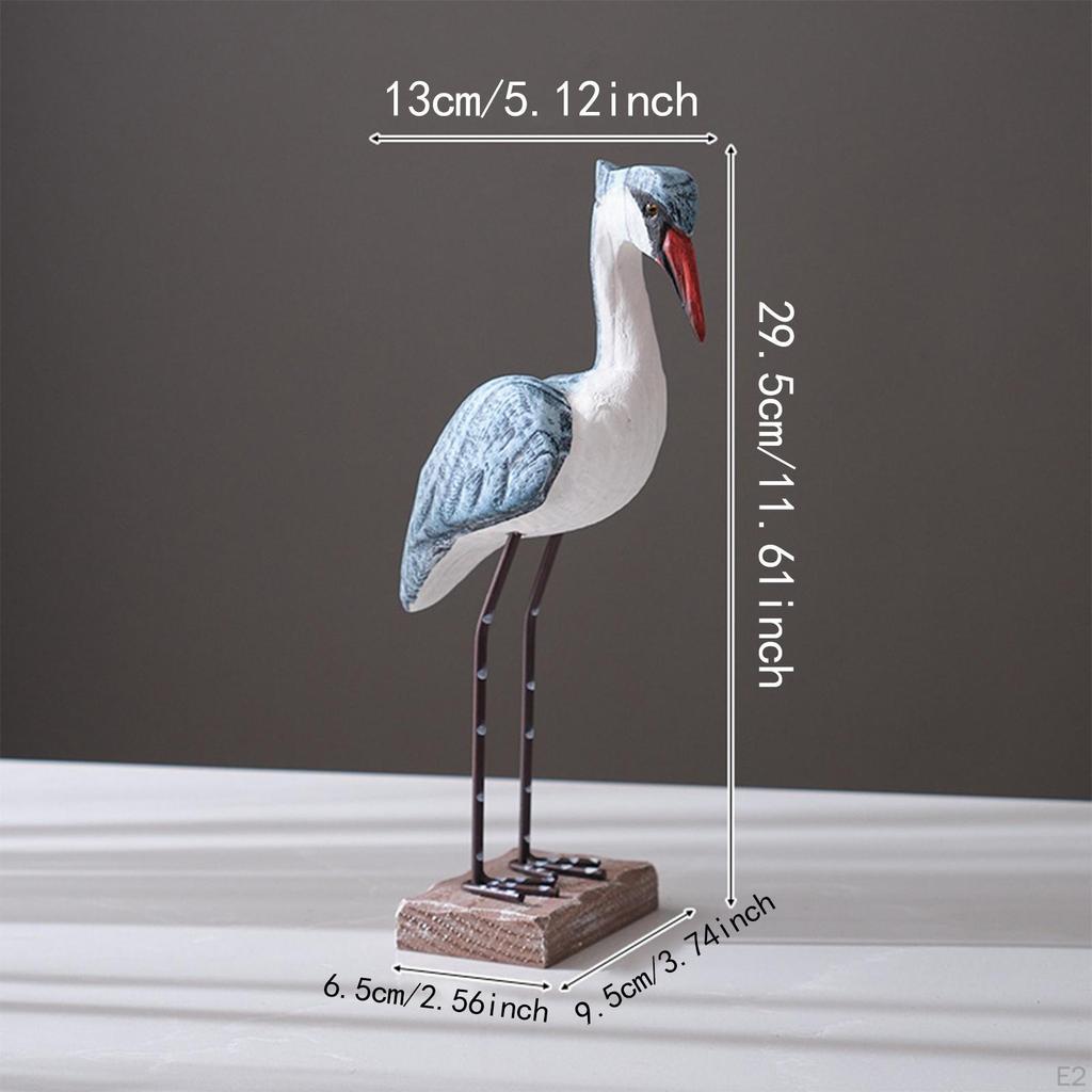 Wood Sea Bird Figurine Rustic Craft Collection Desktop Decoration for Cafe and Home