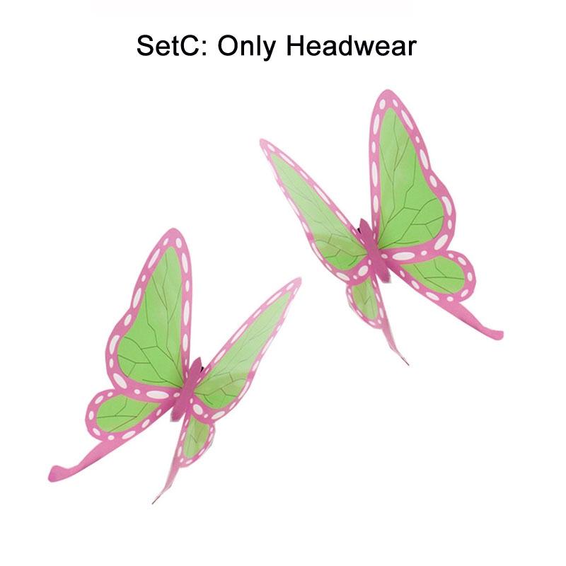 Kochou Kanae Wig Anime Kimetsu No Yaiba Cosplay Synthetic Black Long Hair Butterfly Headwear Halloween Cos Props