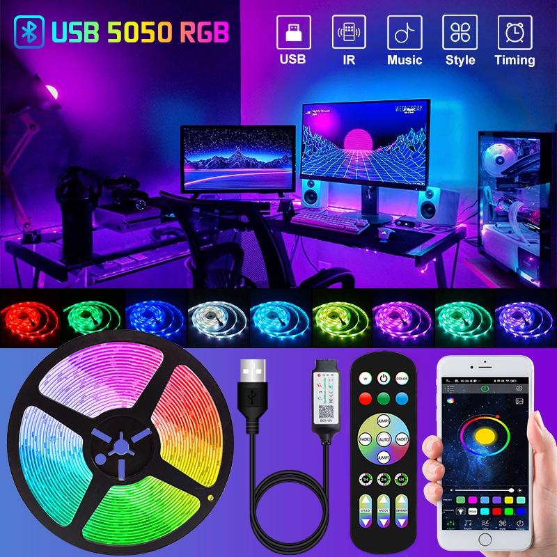 LED Strip Lights,Bluetooth APP Control 5050 RGB Led Lights,5V USB LED Strip Colorful Led Tape For TV Backlight Room Decoration IP20