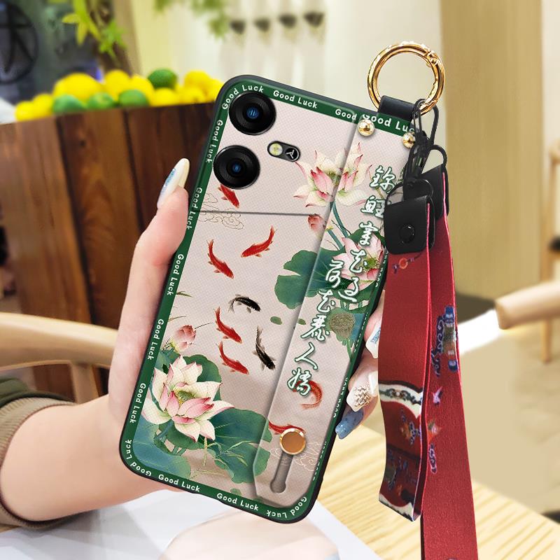 Противоударный чехол-подставка для телефона Tecno Pova Neo3/LH6N, модный, противоударный, с ремешком, задняя крышка, мягкий чехол, китайский стиль