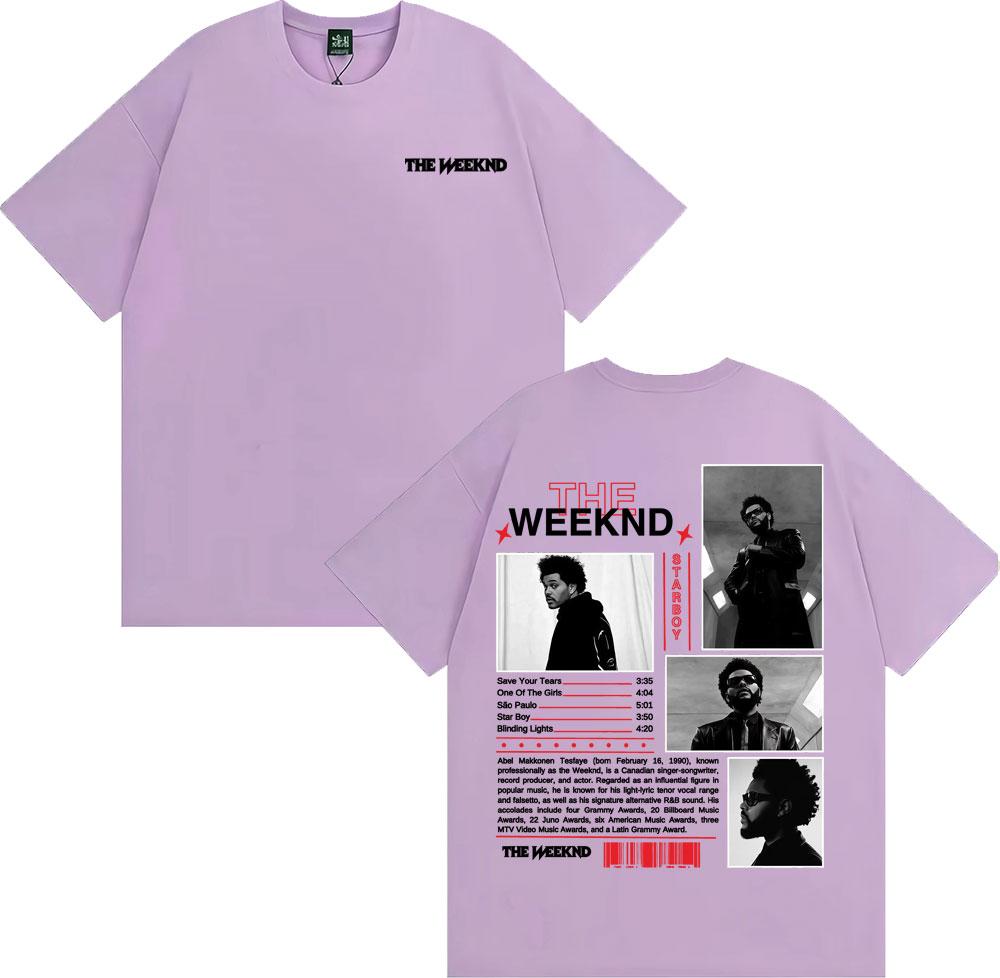 Rapper The Weeknd Starboy Album Cover T Shirt Unisexs Clothing Harajuku Punk Hip Hop Tshirts Unisex 100 Cotton Short Sleeve Tshirt