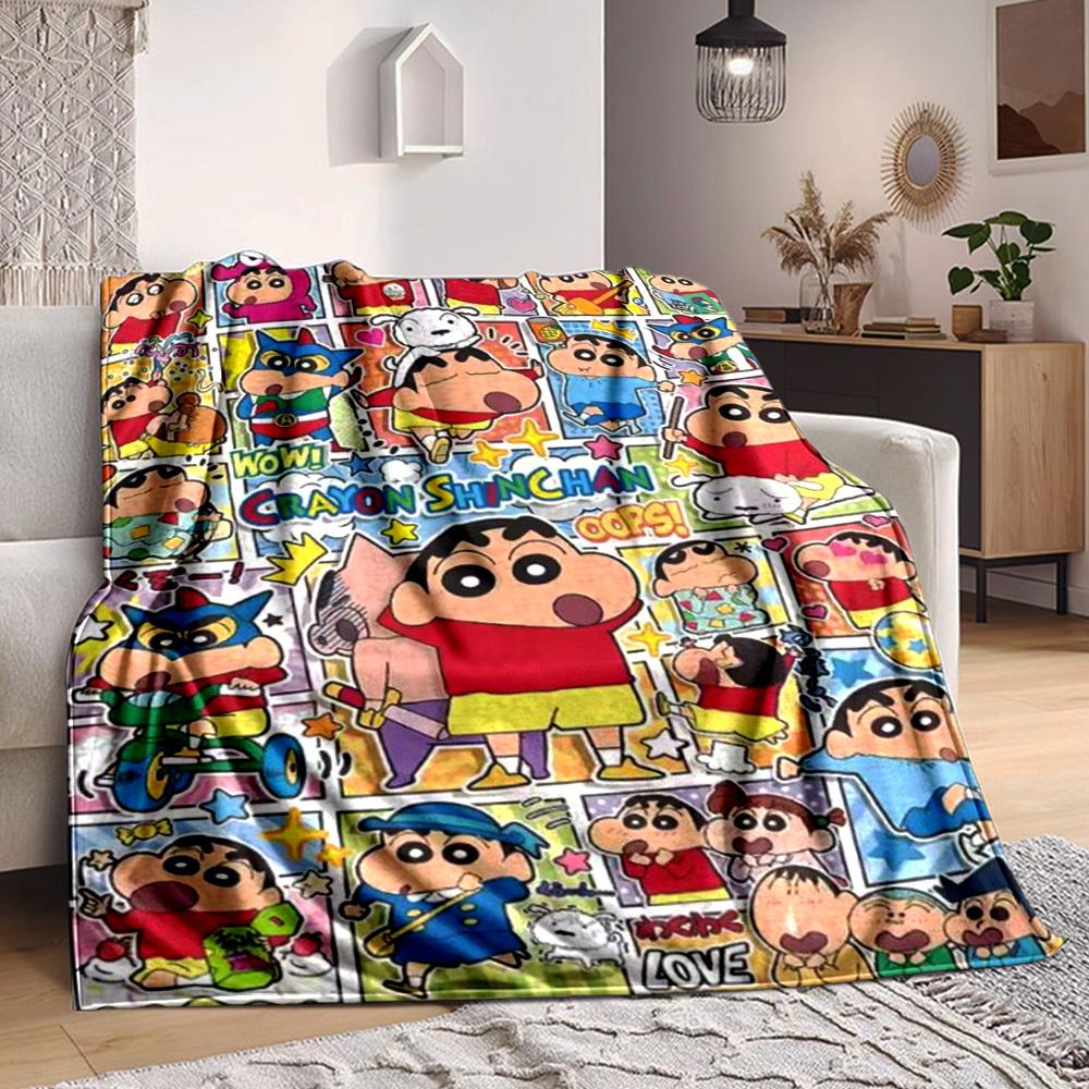 1PC Crayon Shin chan Blanket Lightweight Flannel Throw Blanket for Sofa, Bed, Travel, Camping, Livingroom, Office, Couch