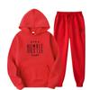 Simple Design Women's Letter Pattern Printed Hoodie Set Pure Cotton Comfortable Loose Casual Pocket Hoodie+Sweatpants