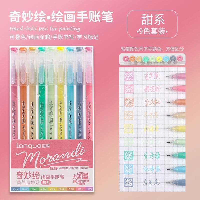 Набор из 9-ти цветов Высокоемкий Нейтральный Односторонний Набор Маркеров Специальная Ручка для Студентов Рисования Ведения Заметок и Выделения Ключевых Моментов