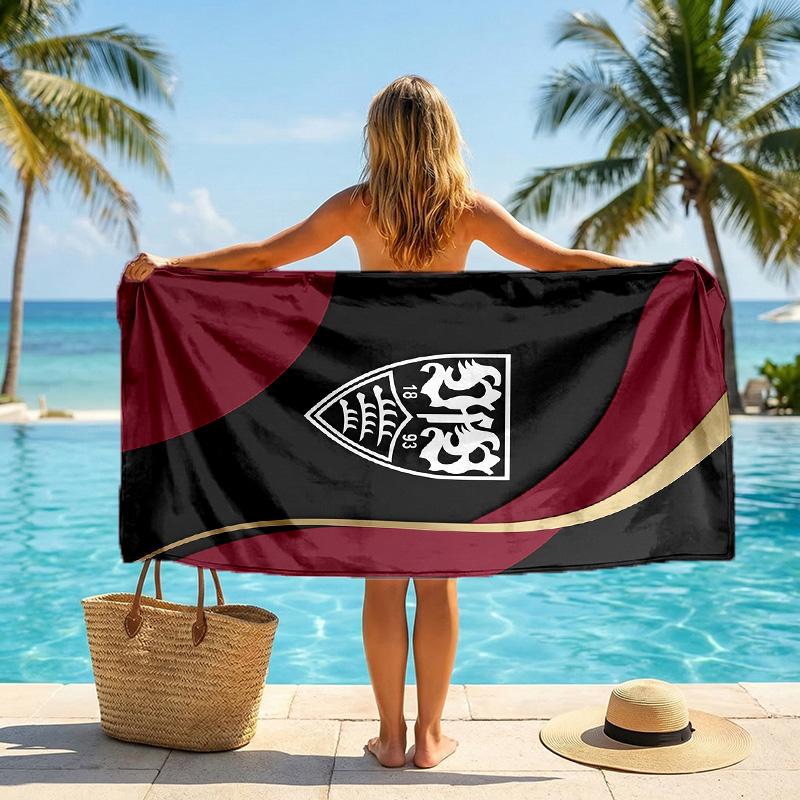 VfB Stuttgart Football Beach Towel Soft Microfiber Summer Towel Quick Dry Absorbent Towel for Beach Swimming Pool Travel
