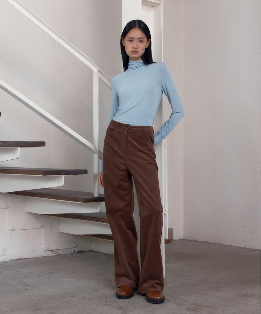 38COMEONCOMMON Soft Slim Turtle-Neck Top (Sky Blue)