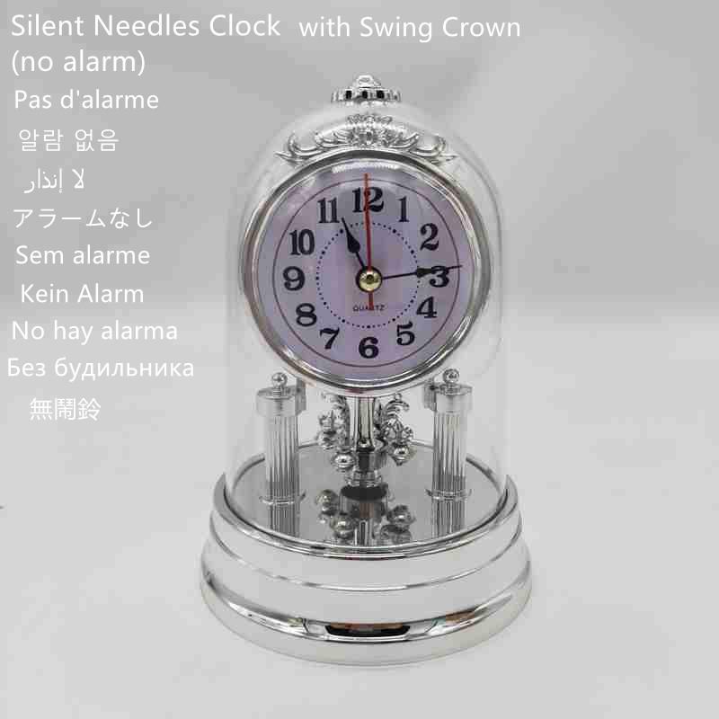 Креативные ретро настольные часы из смолы с вращающейся короной, мини-настольные часы, милые украшения для спальни, бесшумные часы для гостиной