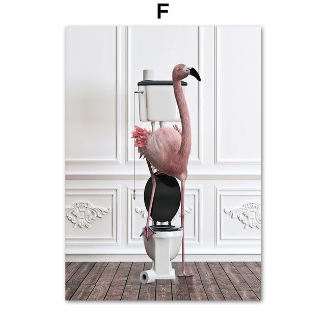 Юмор для ванной комнаты животное динозавр кролик акула лиса настенная живопись печать холст живопись ванна плакат настенные панно туалет домашний декор