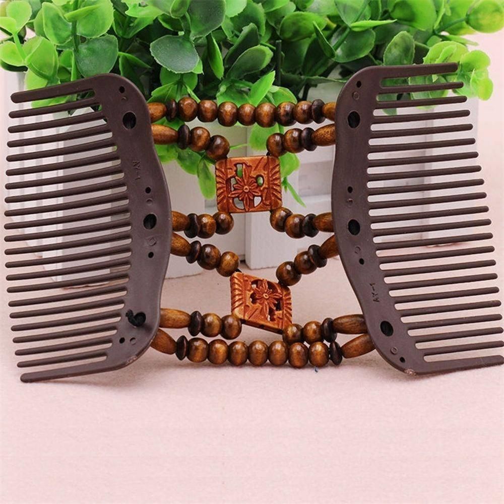 Easy Flower Stretchy Hair Accessories Butterfly Wood Beads Double Hair Comb Magic