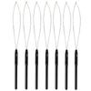 7 Pieces of Hair Extension Ring Needle Threader Hook Tool and Beading Equipment Tool Black Ring Threader Suitable for Hair or Feather Hair Extensions