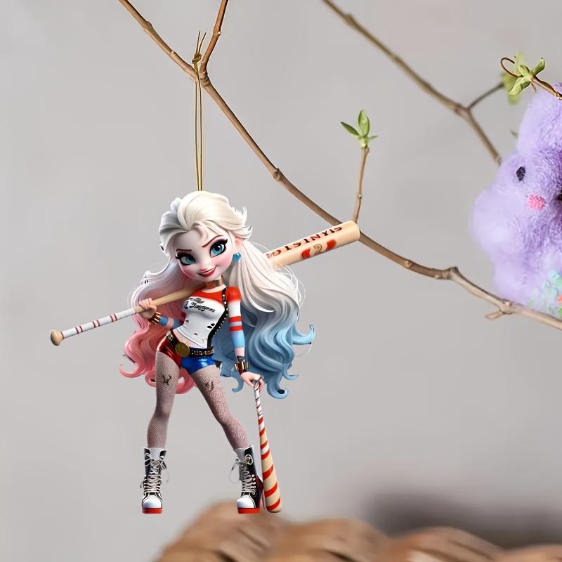 Акриловый кулон - Бейсболистка, многофункциональное плоское 2D-украшение, подходит для дома, автомобиля, зеркал заднего вида и рюкзаков, креативный брелок-подвеска