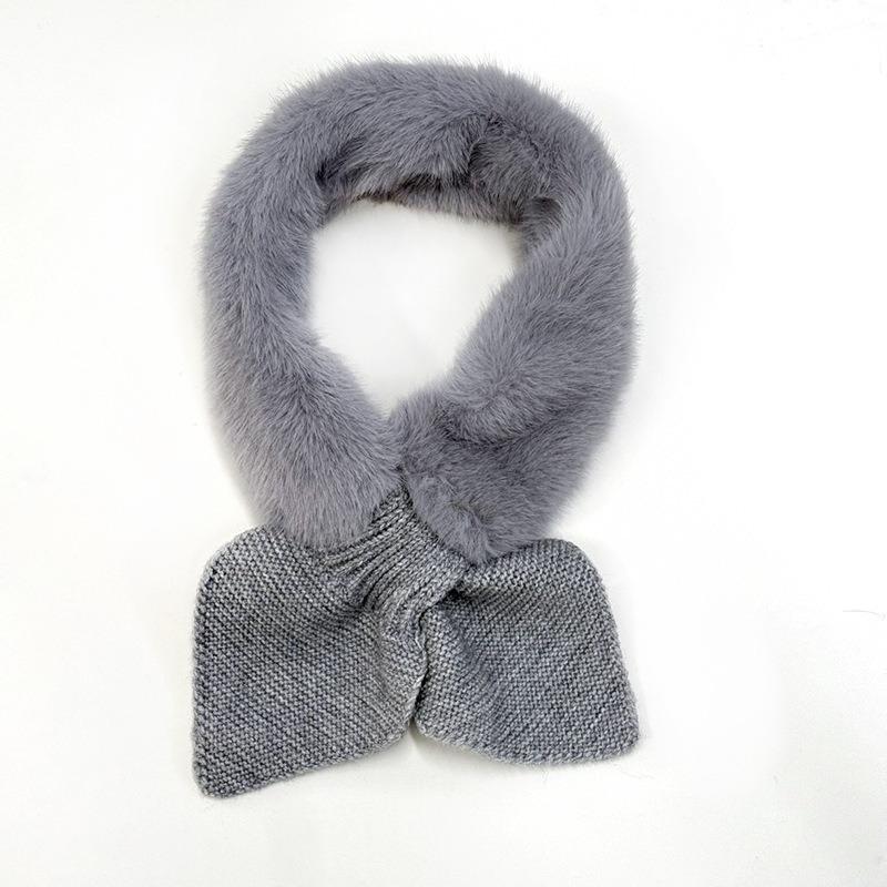 Scarf Women's Autumn and Winter Imitation Fur Versatile Warm Neck Protection Scarf Solid Color Plush Scarf Small Neck Cover