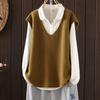 Womens Artistic Knit Vest Deep V Neck Loose Fit Sleeveless Sweater Layering Piece