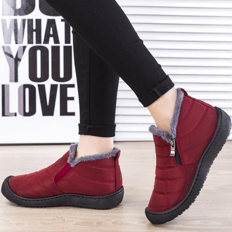 Fashion Boots Women Snow Fashion Women Shoes Waterproof Women's Boots Zipper Ladies Shoes Keep Warm Fur Botas Mujer Winter Footwear