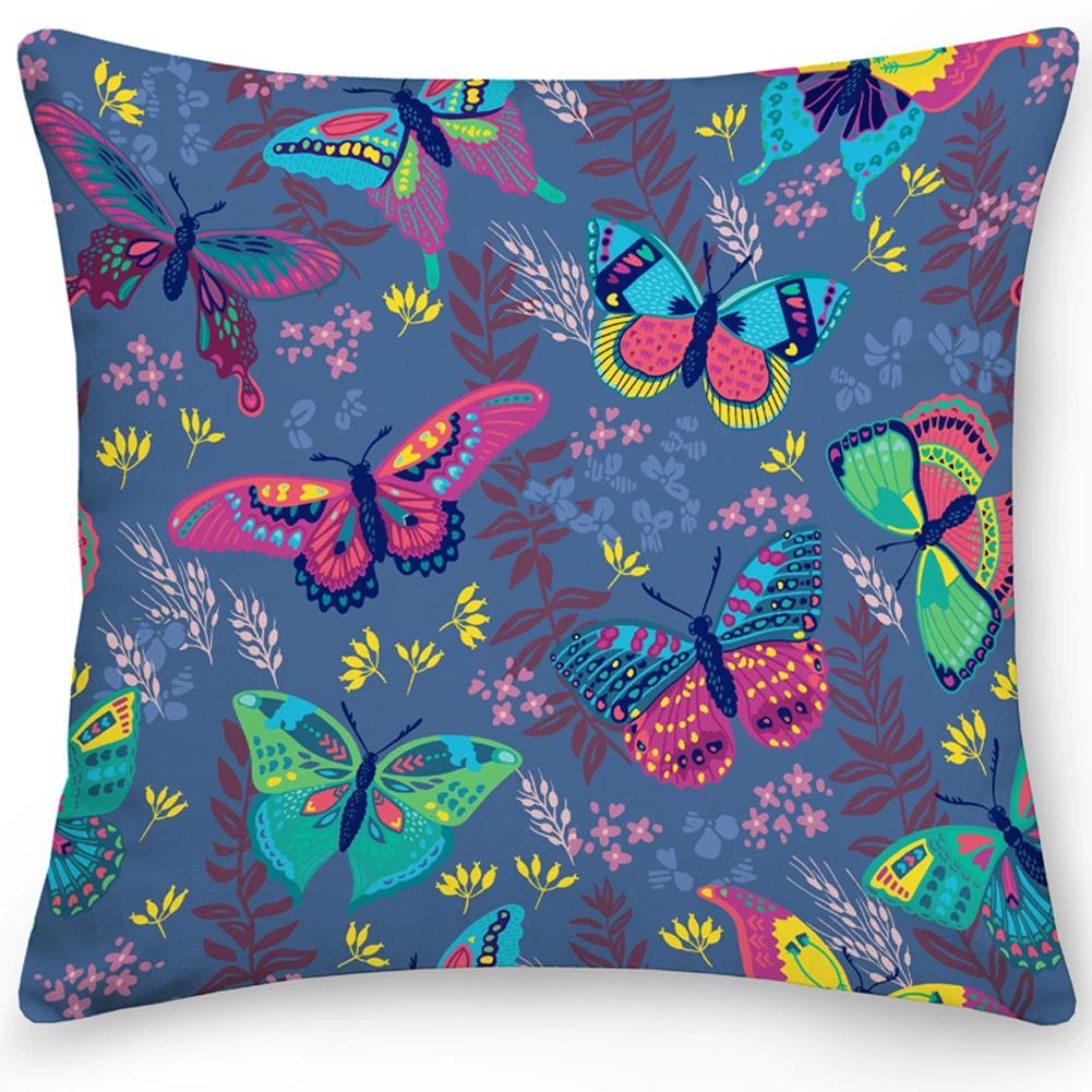 Pillow Office Sofa  Butterfly Print Double Sided  Cover Square Cushion