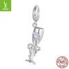 Vintage Goblet Diy Pendant Accessories, French Elegant Romantic S925 Sterling Silver Bracelet Beaded