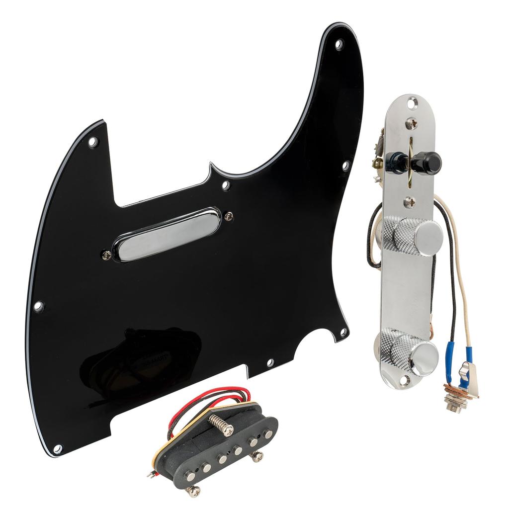 Musiclily Pro TL Pre-wired Pickguard and Control Plate for Artec Alnico 5 Pickups Telecaster Electric Guitar 3P Black
