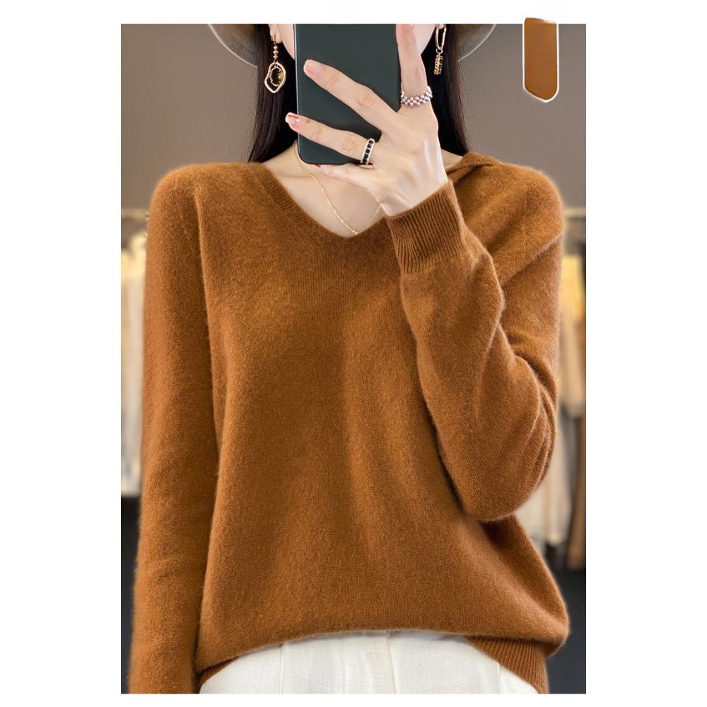 New Autumn and Winter Woolen Sweater Women's Knitted Hooded Sweatshirt Loose Base Layer