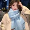 Оригинальный однотонный шарф из смеси шерсти Ice Blue Girl, женский зимний теплый корейский шарф