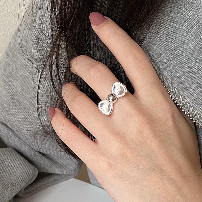 Korean Version Plain Ring Irregular 925 Sterling Silver Versatile Ring Women's Niche Ins Style Design Non-fading Combination Ring