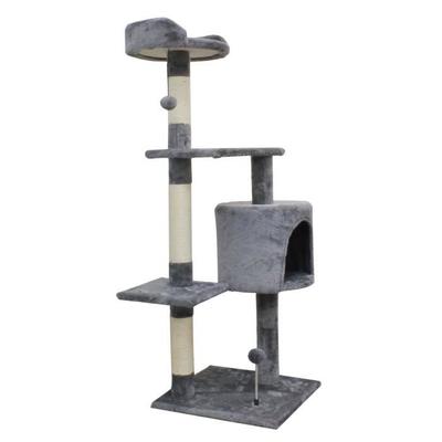 Кошачье дерево JASPER Grey 40 x 40 x 114 см - 3 платформы, 1 ниша, когтеточки