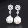 Shell Pearl Earrings White Necklace Pendant Two-piece Set Retro Design Atmospheric Women