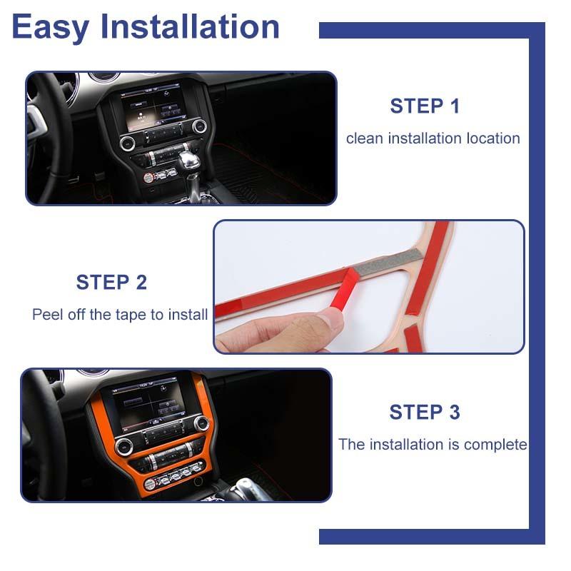 Car Central Control Navigation Panel Decorative Cover Stickers Fit For Ford Mustang 2015 Up ABS Interior Accessories