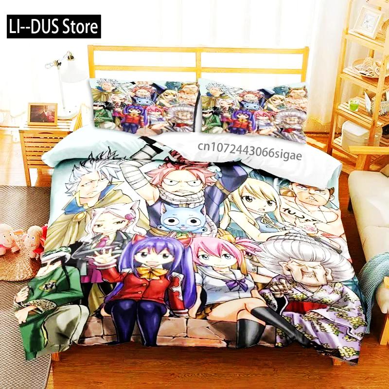 3D аниме Fairy Tail комплект постельного белья кровать из трех предметов пододеяльник односпальная двуспальная кровать пододеяльник размера Queen размер комплект для взрослых мальчиков спальня