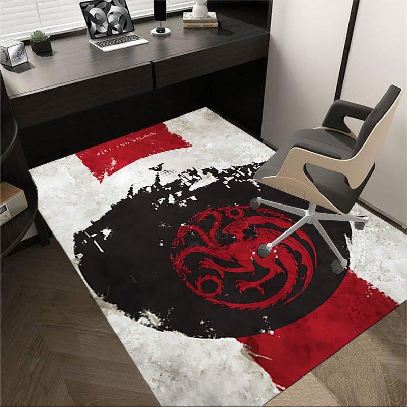 1pc Fire and Blood Office Carpet Chair Mats, Home Decor Mat | Fantasy Theme Mat | Durable Mat, Dragon DecorB04