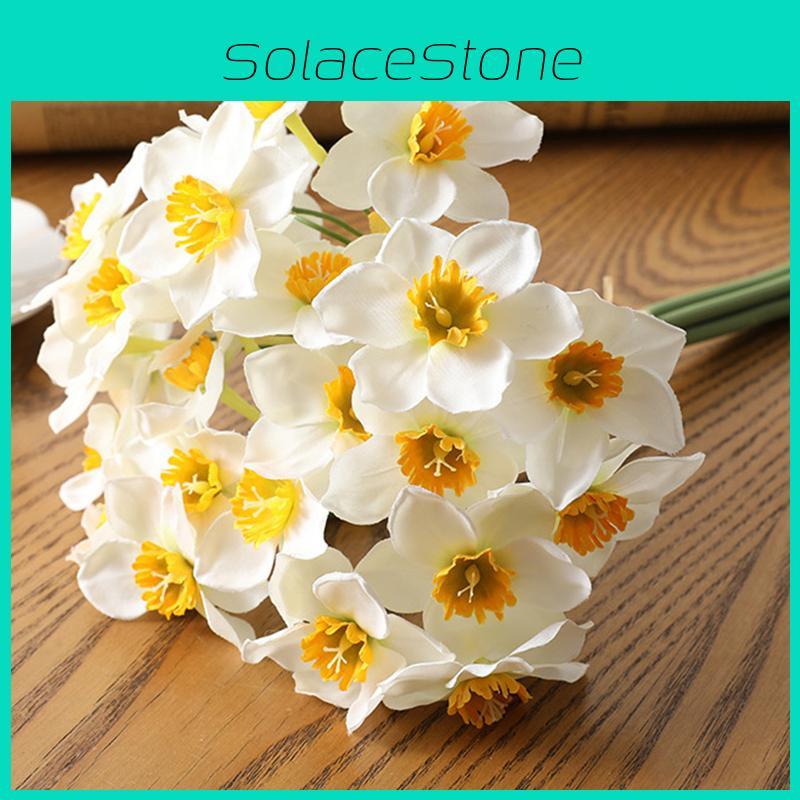 Элегантный букет из 6 шелковых нарциссов для пышной свадебной и домашней декорации