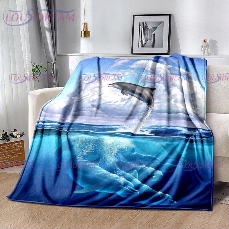 Dolphins Blanket Ocean Animal Sea Life Super Soft Warm Print Throw Blanket for Kids Adult Office Bed Sofa Couch Napping Blanket