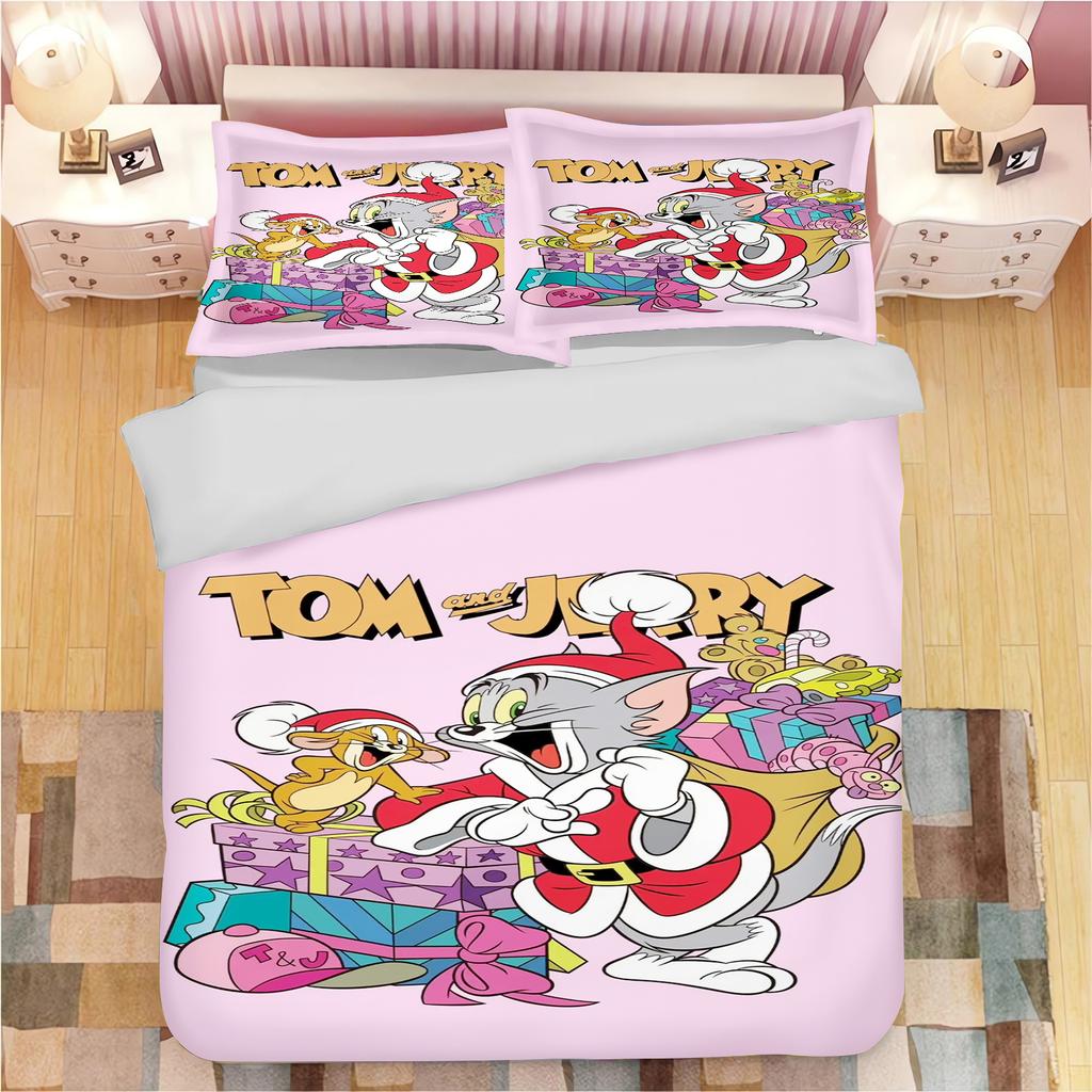 Том и Джерри Аниме Домашняя Спальня Плед Нордический полиэстер Подходит для детей и взрослых Комплект из 3 предметов