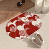 New Red Love Bathroom Mat Non-slip Mat Absorbent Quick-drying Carpet Bathroom Toilet Door Mat
