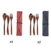 New Spoon Fork Portable Reusable Bamboo Flatware With Bags Wooden Cutlery