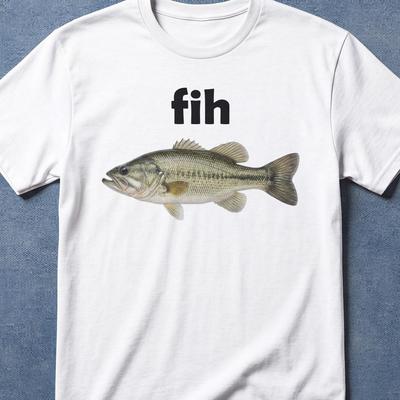 Fih Fish Funny Shirt Gift For Fishermen, Bass Fish Shirt, Misspelled Fishing Shirt, Brain Rot Shirt, Funny Fishing Shirt, Fisherman Shirt