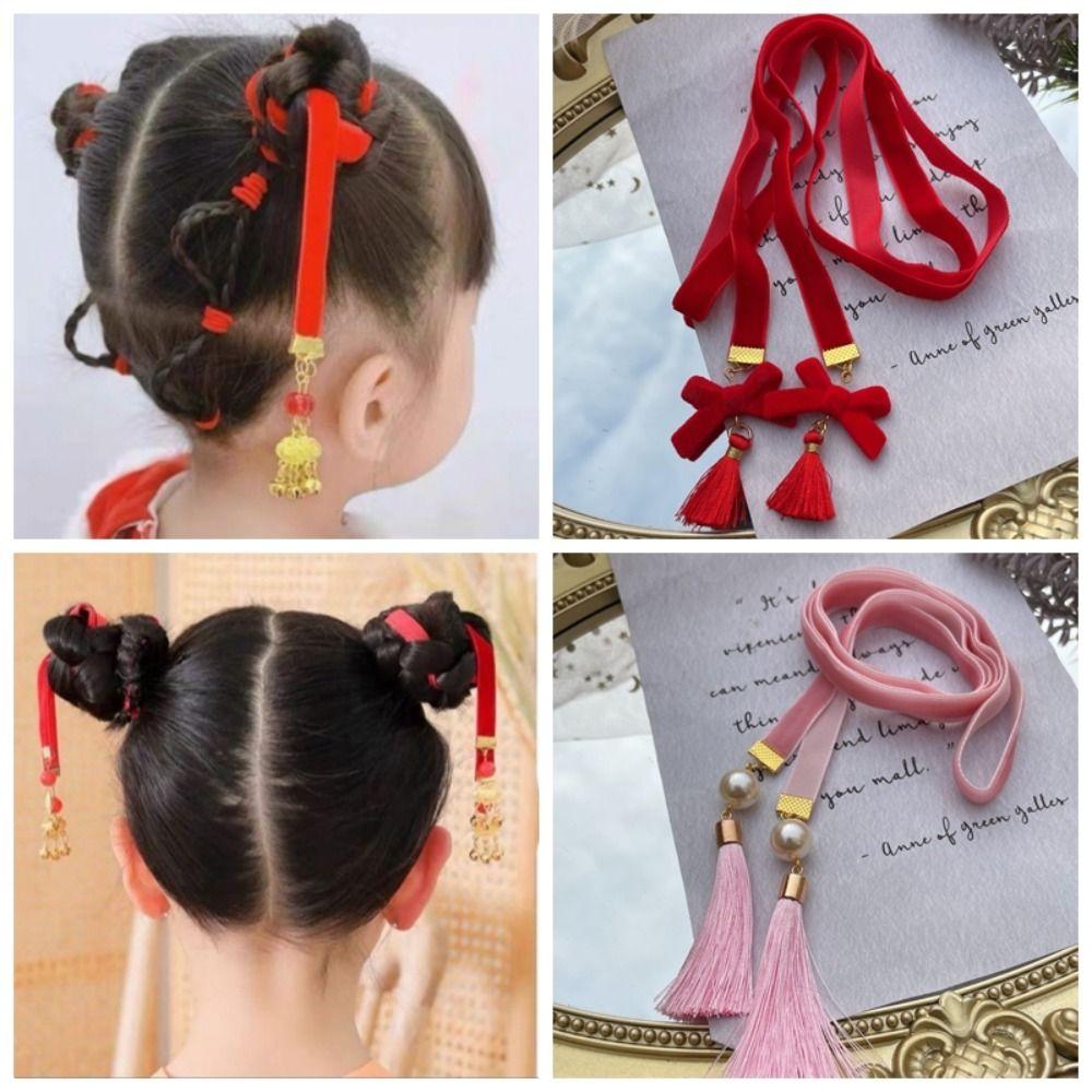 Ханьфу Головной убор Плетеный шнурок для волос Кисточка Девочка DIY Хвост Новогоднее украшение для волос