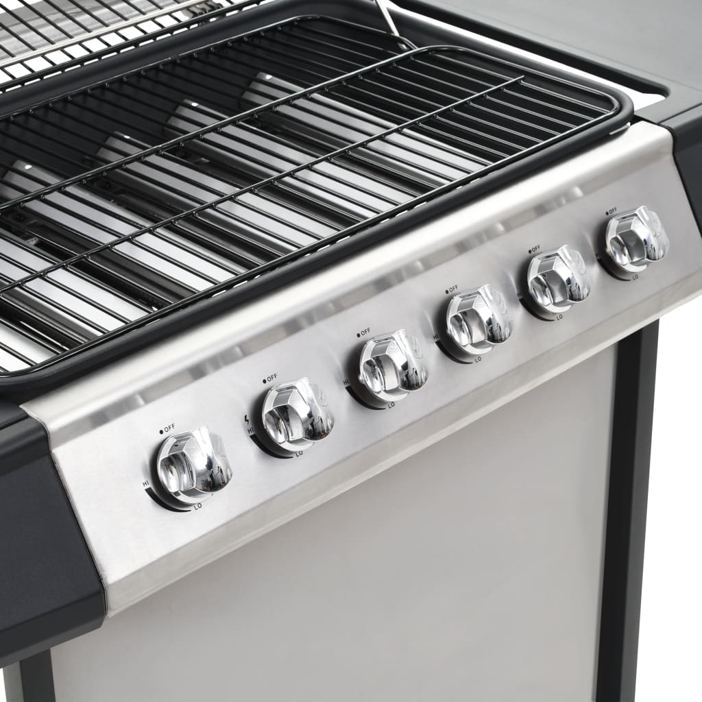6 Burner Gas Grill Stainless Steel Silver