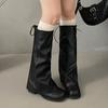 Women Knee High Boots Designer Mid Heels Shoes Winter Chelsea Boots 2025 New Casual Goth Gladiator Zapatillas De Mujer