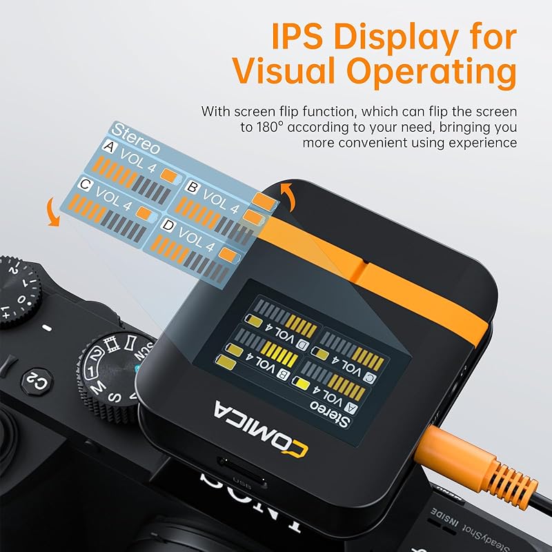 Comica Vimo Q 4 передатчика + 1 приемник беспроводной штыревой микрофон дальность передачи 200 м, обработка звука CalMix, в комплект входит зарядный чехол Видео