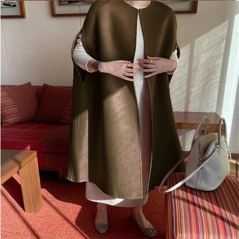 Женское пальто, шерстяной кардиган без рукавов средней длины с круглым вырезом