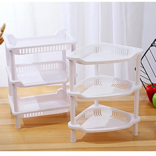 Nordic Style 3 Layers Corner Shelf Organizer Cabinet Bathroom Kitchen Sundries Plastic Storage Rack