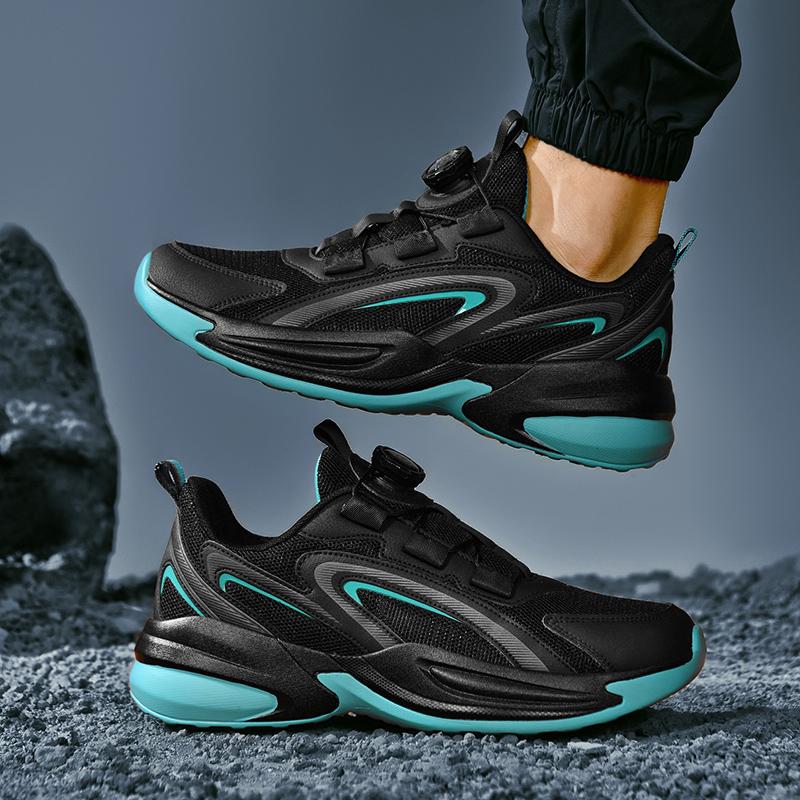 Новые осенние спортивные повседневные кроссовки, мужские кроссовки из дышащей сетки, противоскользящие и износостойкие кроссовки для бега с вращающейся пряжкой