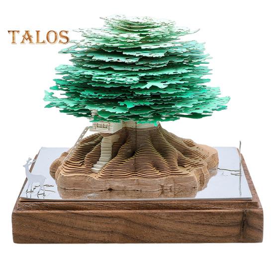 3D-календарь со светодиодной подсветкой, художественная бумажная скульптура, домик на дереве, отрывной календарь с подсветкой, специальное бумажное украшение для рабочего стола