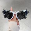 Fashion Shiny Pearl Design Shades Funny Spider Decor Carnival Party White Sunglasses Women Ins Brand Decor Sun Glasses