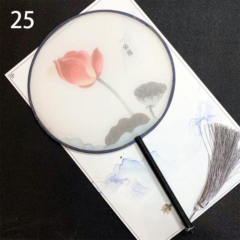 1шт классические печатные кисточки с длинной ручкой круглые веера круглый свадебный веер