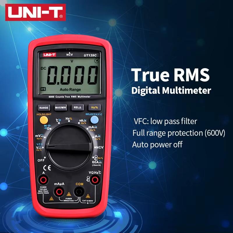 UNI-T UT139C UNIT Digital Multimeter Auto Range True RMS Meter Capacitor Tester Handheld 6000 Count Voltmeter Temperature