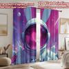2D flat printing 2pcs Curtain Cute Bunny Astronaut Space Heart Digital Printed Polyester Drapes Seasonal Party & Holiday Decor