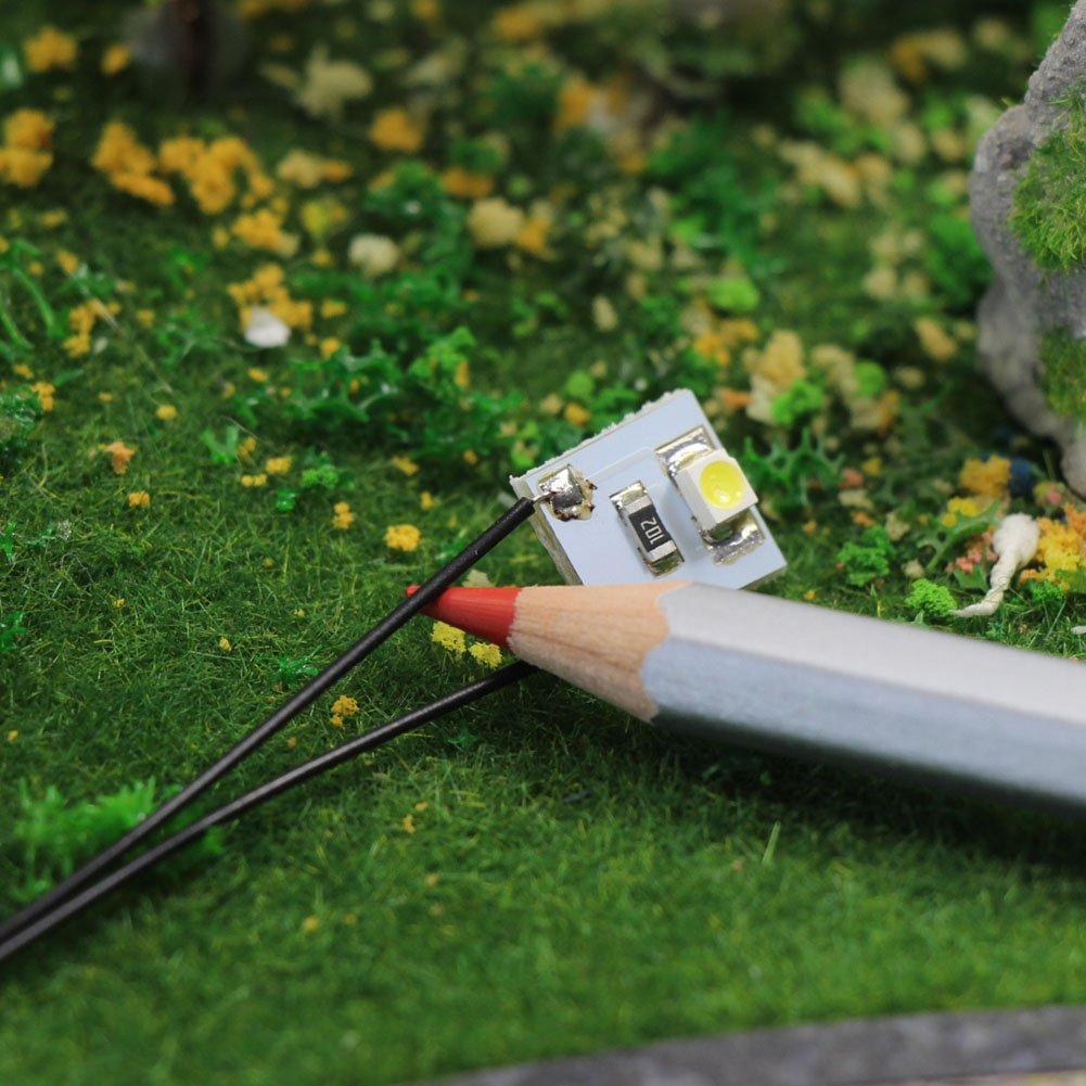 Белые светодиоды SMD 3528 с проводами и резисторами для моделей и диорам, 20 штук. Поезда, железные дороги, здания,