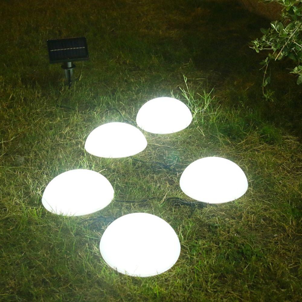 5pcs Half Ball Shaped Solar Ground Lights 1 Drag 5 Cobblestone Lamp  Landscape Stairs Yard Deck